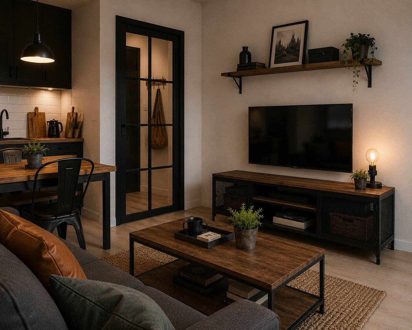 Palette sobre pour petit appartement industriel