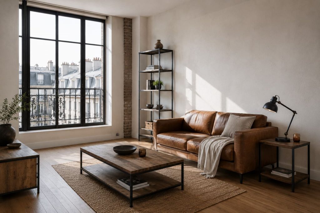 Déco industrielle sans percer : idées faciles pour un logement en location