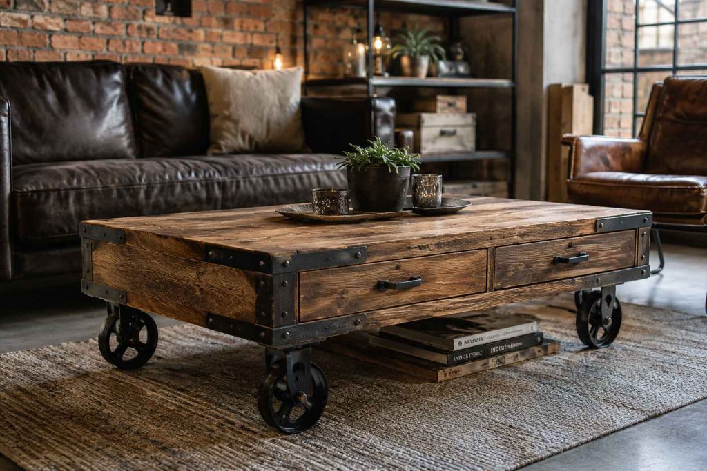 Une table basse industrielle à roulettes pour un salon vintage. Notre sélection de 5 modèles originaux.